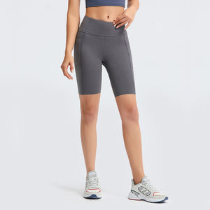 MAYLIFY Workout Running Shorts with Deep Pockets high Waist Yoga Shorts for Women's Tummy Control Fitness Athletic
