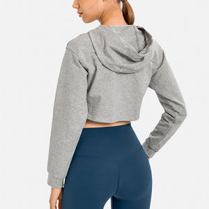 MAYLIFY Women's Hoodie Crop Top Autumn Long Sleeve gym workout Sweatshirt