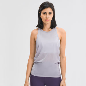 Women's Workout Tank Tops Tie Back High Neck Pima Cotton Yoga Shirts Loose fit Athletic Sports Top