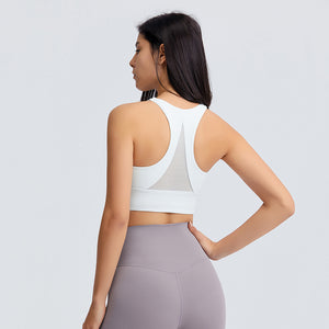MAYLIFY Women's Built Up Tank Style Sports Bra Comfort Front Close Sport Bra With Mesh back