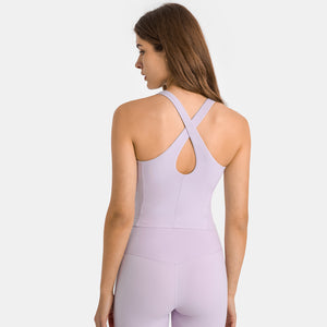 YOGA Cotton Summer Gym Sleeveless Vest Tops for Women Light Elastic Running Crop Top  Crew Neck Yoga Shirt