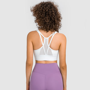 MAYLIFY Sports Bra for Women Criss-Cross Back Padded Strappy Sports Bras Medium Support Yoga Bra with Removable Cups
