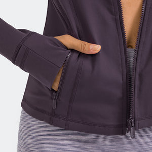 Women's Running Jacket Slim Fit and Cottony-Soft Handfeel Sports Tops with Full Zip Side Pocket