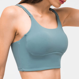 MAYLIFY Women's Longline Yoga Bra Fitness Straps Wirefree Padded Sports Bra