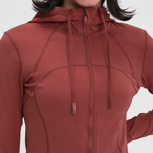 Women's Running Jacket Slim Fit and Cottony-Soft Handfeel Sports Tops with Full Zip Side Pocket with Thumb Hole
