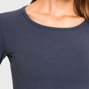 Women's Cropped Long Sleeve Athletic Workout Yoga Shirts Crop Top with Thumb Hole