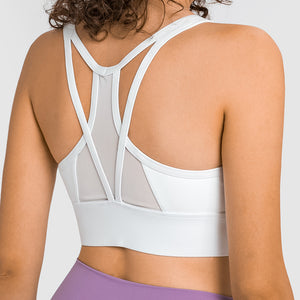 MAYLIFY Sports Bra for Women Criss-Cross Back Padded Strappy Sports Bras Medium Support Yoga Bra with Removable Cups