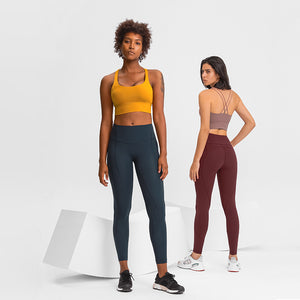 MAYLIFY Strappy Sports Bras-Criss Cross Back Workout Padded Wireless Yoga Bra