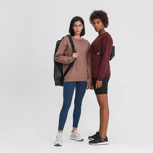 Womens Crew Neck Sweatshirt Solid Color Long Sleeve Pullover Tops