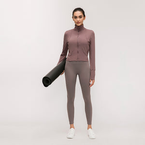 Womens Lightweight Full Zip Running Track Jacket Workout Slim Fit Yoga Sportwear with Thumb Holes