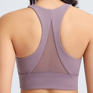 MAYLIFY Women's Built Up Tank Style Sports Bra Comfort Front Close Sport Bra With Mesh back