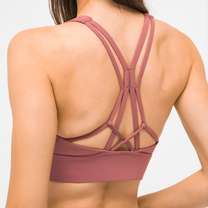 MAYLIFY Sports Bras for Women Cross Back Padded Sports Bra Medium Support Workout Running Yoga Bra
