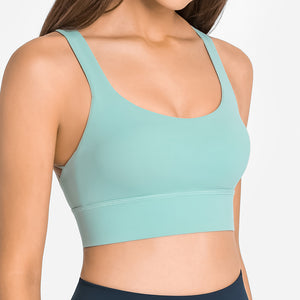 MAYLIFY Fitness Yoga Running Cropped Top Women Sports Wear Gym Solid Tank Tops Athletic Push Up Sports Strappy Bra Tops