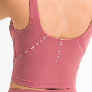 MAYLIFY Women Sports Bra Longline Crop Tank Top Padded Workout Running Yoga