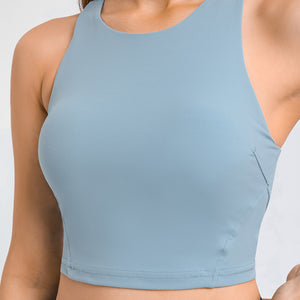 MAYLIFY Sleeveless Racerback Crop Tank Top pads Sports Crop Top for Lady Girls Daily Wearing