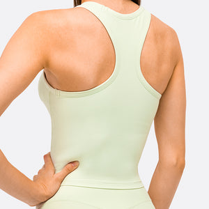 YOGA Women's High Neck Longline Sports Bra Racerback Crop Top Yoga Tank Top with Built in Bra