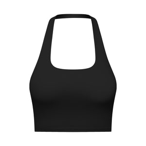 MAYLIFY Padded Sports Bra Wirefree Mid Impact Yoga Bras Unique Cross Back Strap for Gym Yoga