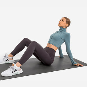 Womens Gym Tops Long Sleeve Sports Fitness Workout Yoga Crop Tops Ladies Running full Zip Breathable Activewear with Thumb Holes