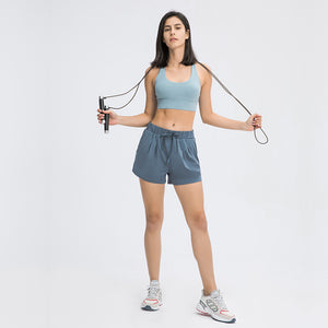 Women's Running Shorts Elastic High Waisted Shorts Pocket Sporty Workout Shorts Quick Dry Athletic Shorts Pants