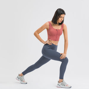 MAYLIFY Sports Bra Zip Front Wireless with Removable Pads Yoga Bra for Workout Fitness