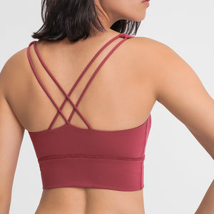 MAYLIFY Strappy Sports Bras-Criss Cross Back Workout Padded Wireless Yoga Bra