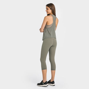 MAYLIFY Women's 2 in 1 Yoga Workout Mesh Shirts Activewear Racerback Sports Tank Tops