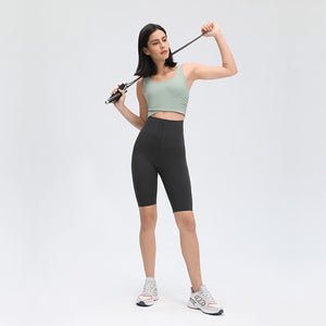 Yoga Pants Ladies High Waist Coated Sports Fitness Shorts Breasted Abdominal Sweat Pants Corset