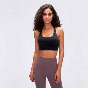 MAYLIFY Strappy Back Wirefree Padded Workout Yoga Sports Bra  shockproof women's bra