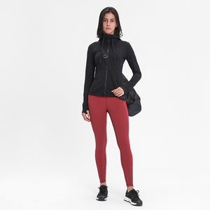 Women's Running Jacket Slim Fit and Cottony-Soft Handfeel Sports Tops with Full Zip Side Pocket with Thumb Hole