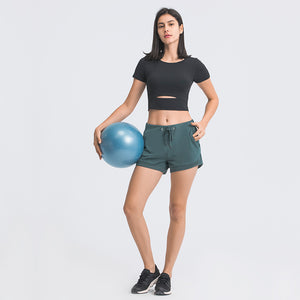 Performance Workout Women's Athletic Running Fitness Blank Plain Gym Shorts Women Active Shorts with Pockets