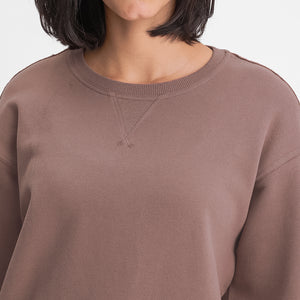 Womens Crew Neck Sweatshirt Solid Color Long Sleeve Pullover Tops
