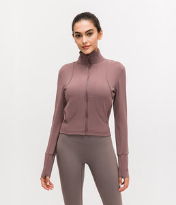 Womens Lightweight Full Zip Running Track Jacket Workout Slim Fit Yoga Sportwear with Thumb Holes