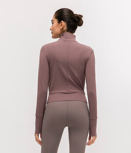 Womens Lightweight Full Zip Running Track Jacket Workout Slim Fit Yoga Sportwear with Thumb Holes