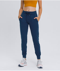 Women Breathable Drawstring Wide Leg Trousers Workout Fitness Slim Fit Side Pockets Sport Pants Jogger Sweatpants