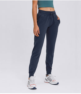 Women Breathable Drawstring Wide Leg Trousers Workout Fitness Slim Fit Side Pockets Sport Pants Jogger Sweatpants