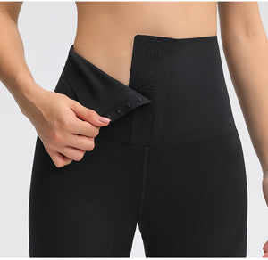 Yoga Pants Ladies High Waist Coated Sports Fitness Shorts Breasted Abdominal Sweat Pants Corset