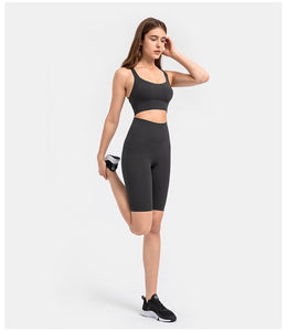 New Yoga Pants Ladies High Waist No Front Seam Sports Athletic Workout Women Biker Shorts Hidden pocket Fitness Shorts