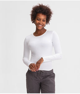 Women's long sleeve round neck sports Running fitness top slim fit breathable yoga cross fold long sleeve