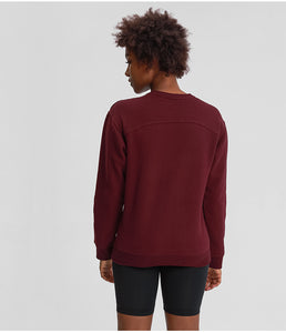 Womens Crew Neck Sweatshirt Solid Color Long Sleeve Pullover Tops