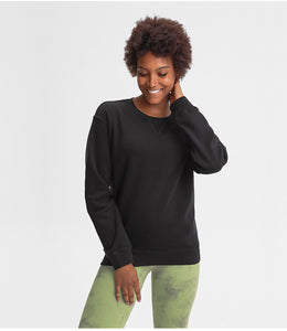 Womens Crew Neck Sweatshirt Solid Color Long Sleeve Pullover Tops