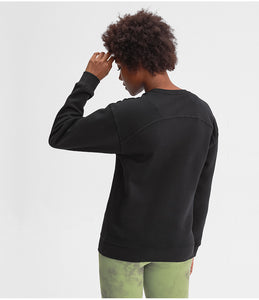 Womens Crew Neck Sweatshirt Solid Color Long Sleeve Pullover Tops