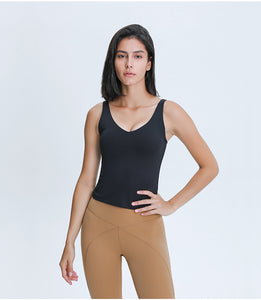 MAYLIFY Longline Sports Bra Wirefree Padded Medium Support Yoga Bras Gym Running Workout Tank Tops