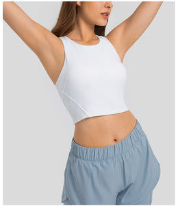 MAYLIFY Sleeveless Racerback Crop Tank Top pads Sports Crop Top for Lady Girls Daily Wearing