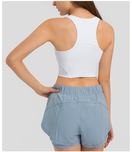 MAYLIFY Sleeveless Racerback Crop Tank Top pads Sports Crop Top for Lady Girls Daily Wearing