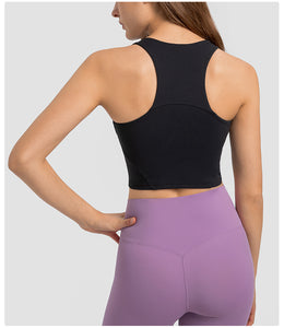MAYLIFY Sleeveless Racerback Crop Tank Top pads Sports Crop Top for Lady Girls Daily Wearing