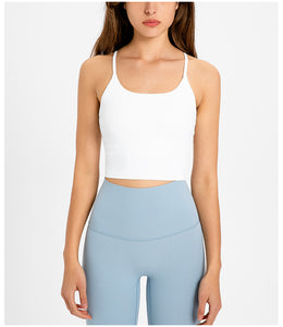 MAYLIFY Sports Bras for Women Criss-Cross Back Padded Workout Tank Tops Medium Support Crop Tops for Women