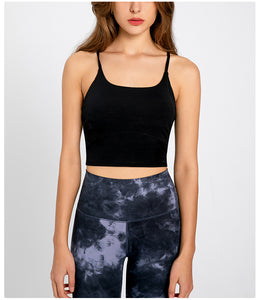 MAYLIFY Sports Bras for Women Criss-Cross Back Padded Workout Tank Tops Medium Support Crop Tops for Women