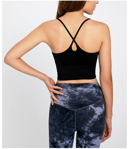 MAYLIFY Sports Bras for Women Criss-Cross Back Padded Workout Tank Tops Medium Support Crop Tops for Women