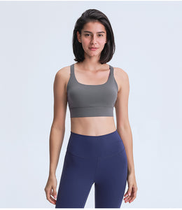 MAYLIFY Sports Bra for Women Criss-Cross Back Padded Strappy Sports Bras Medium Support Yoga Bra with Removable Cups