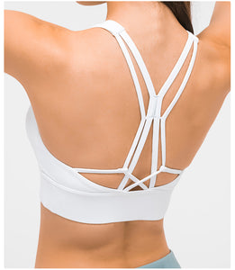 MAYLIFY Sports Bras for Women Cross Back Padded Sports Bra Medium Support Workout Running Yoga Bra